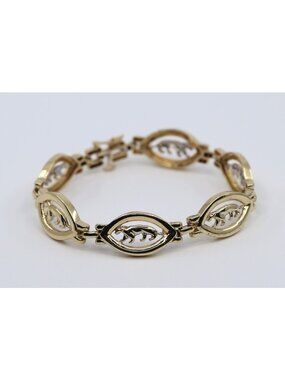 Unique 14K Yellow Gold Designer Custom Jaguar Panther Lion Wide Link Bracelet